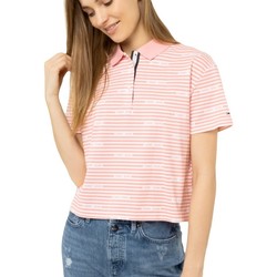 Vêtements Femme Polos manches courtes Tommy Jeans Polohemd stripe Rose