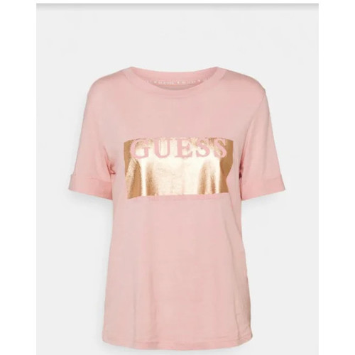 Vêtements Femme T-shirts manches courtes Guess - Tee-shirt - Rose Autres