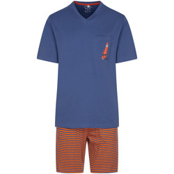 Vêtements Homme Pyjamas / Chemises de nuit Christian Cane Pyjama court coton Orange, bleu