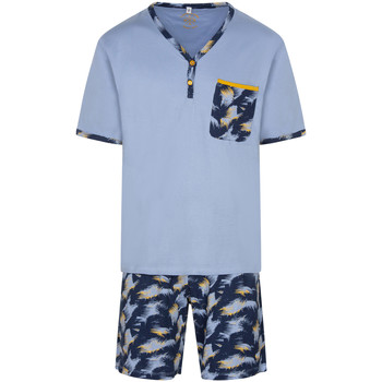 Vêtements Homme Pyjamas / Chemises de nuit Christian Cane Pyjama court coton Bleu marine, bleu ciel, jaune