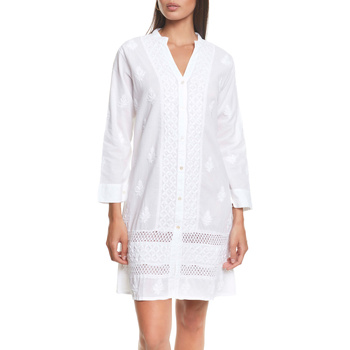Vêtements Femme Robes courtes Selmark Robe de plage manches longues col V Complementos  Mare Blanc