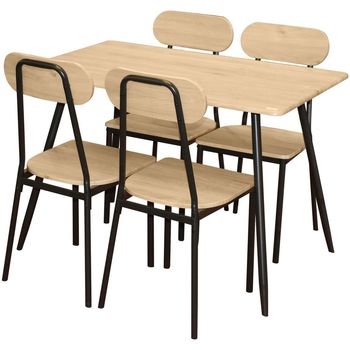 Maison & Déco Tables à manger Toilinux Table à manger Friends et ses 4 chaises - Bois et noir Marron