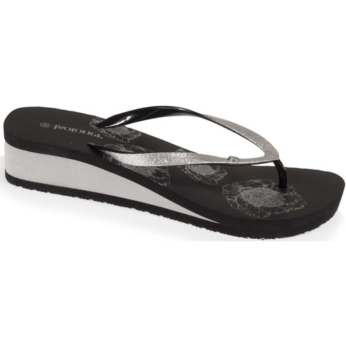 Chaussures Femme Tongs Isotoner Tongs à talon de 4 cm, ultra confortables Noir