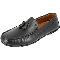 Chaussures Homme Bottes ville Belym Chaussure mocassin à pompons en cuir noir 601 list: Noir|Noir