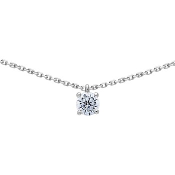 Montres & Bijoux Femme Colliers / Sautoirs Brillaxis Collier  solitaire oxyde or blanc 4.5 mm Blanc