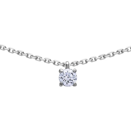 Montres & Bijoux Femme Colliers / Sautoirs Brillaxis Collier  solitaire oxyde or 18 carats Blanc