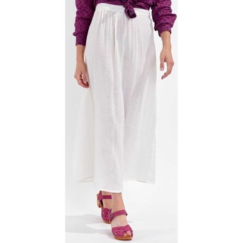 Vêtements Femme Jupes La Fiancee Du Mekong Jupe longue coton bio TELMA Blanc