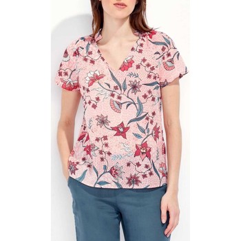 Vêtements Femme T-shirts manches courtes La Fiancee Du Mekong Top coton bio imprimé JIRANI Rose pomelo