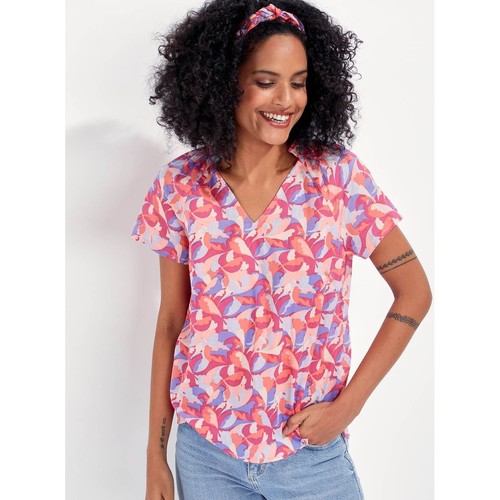 Vêtements Femme T-shirts manches courtes Faire un retourkong Top coton bio imprimé JIRANI Rose