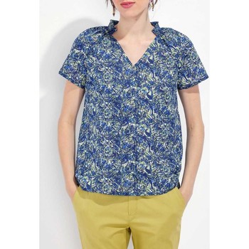 Vêtements Femme T-shirts manches courtes La Fiancee Du Mekong Top coton bio imprimé JIRANI Bleu lazyuli