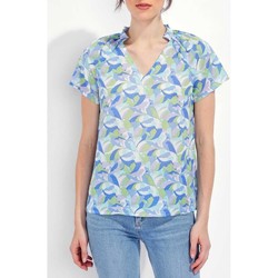 Vêtements Femme T-shirts manches courtes La Fiancee Du Mekong Top coton bio imprimé JIRANI Bleu