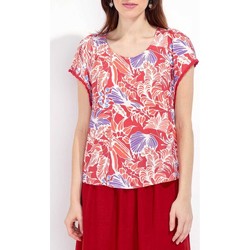 Vêtements boat-neck T-shirts manches courtes La Fiancee Du Mekong Top imprimé dentelles NEEMA Rouge