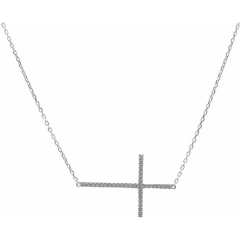 Montres & Bijoux Femme Colliers / Sautoirs Orusbijoux Collier argent rhodier croix horizontale Argenté