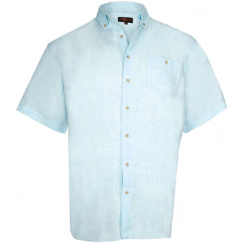 Vêtements Homme Chemises manches courtes Doublissimo chemisette en lin monte carlo turquoise Turquoise
