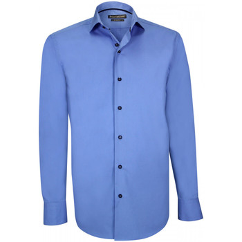Vêtements Homme Chemises manches longues Emporio Balzani chemise en popeline giacomo bleu Bleu