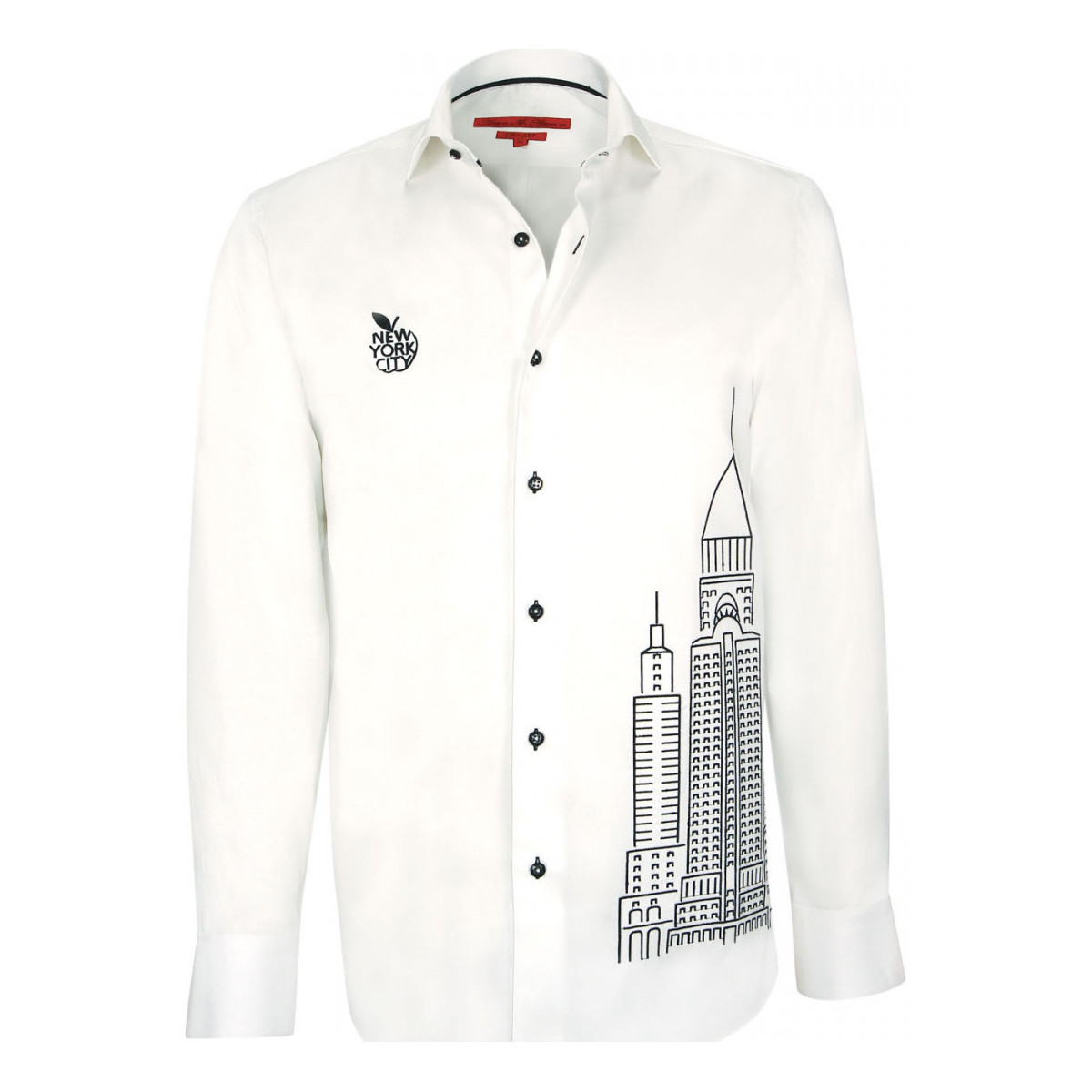 Vêtements Homme Chemises manches longues Andrew Mc Allister chemise brodee new york blanc Blanc