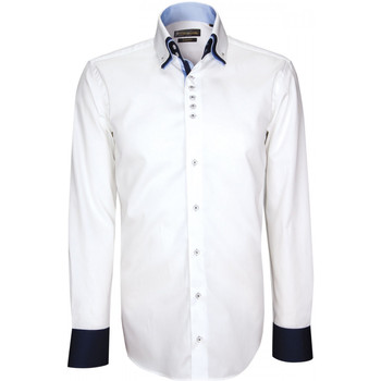 Vêtements Homme Chemises manches longues Emporio Balzani chemise triple col tricol blanc Blanc