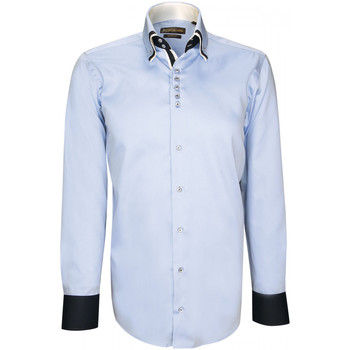 Vêtements Homme Chemises manches longues Emporio Balzani chemise triple col tricol bleu Bleu