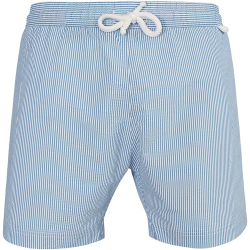 Vêtements Homme Maillots / Shorts de bain Les Loulous De La Plage Jim 780 Medium stripes bleu ciel - Maillot Short de bain homme Bleu