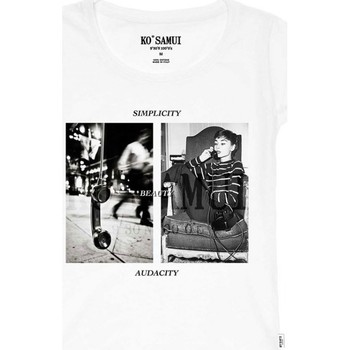 Vêtements Femme T-shirts & Polos Ko Samui Tailors T-shirt noir et blanc Phone blanc Blanc