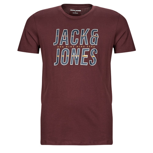 Vêtements Homme Long Sleeve Muscle Fit Satin Shirt Jack & Jones JJXILO TEE SS CREW NECK Bordeaux