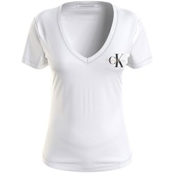 Vêtements Femme T-shirts manches courtes Calvin Klein Jeans T Shirt Femme  Ref 56766 YAF Blanc Blanc