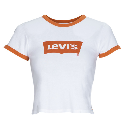 Vêtements Femme s chest pocket shirt Levi's GRAPHIC RINGER MINI TEE ORANGE BRIGHT WHITE