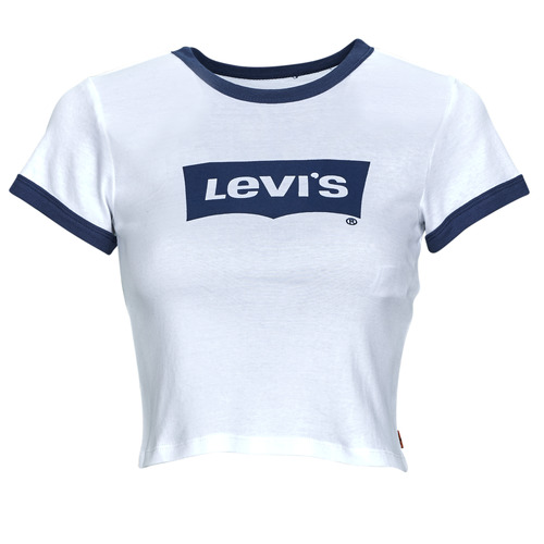 Vêtements Femme Recevez une réduction de Levi's GRAPHIC RINGER MINI TEE BRIGHT WHITE / SARGASSO SEA