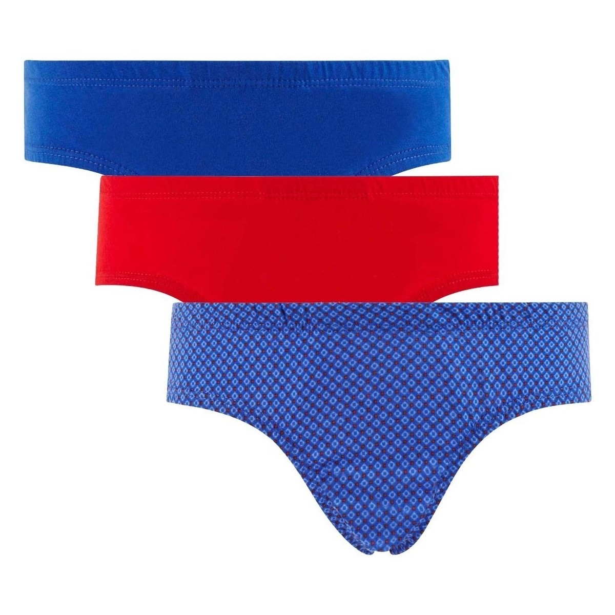 Sous-vêtements Garçon Boxers Pomm'poire Lot de 3 slips boy bleu, imprimé & rouge Happy Print by Djembé Multicolore
