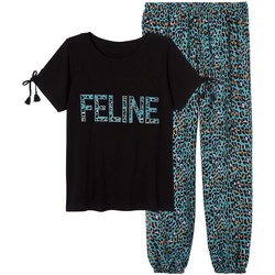 Vêtements Femme Pyjamas / Chemises de nuit Pomm'poire Pyjama Féline Bleu
