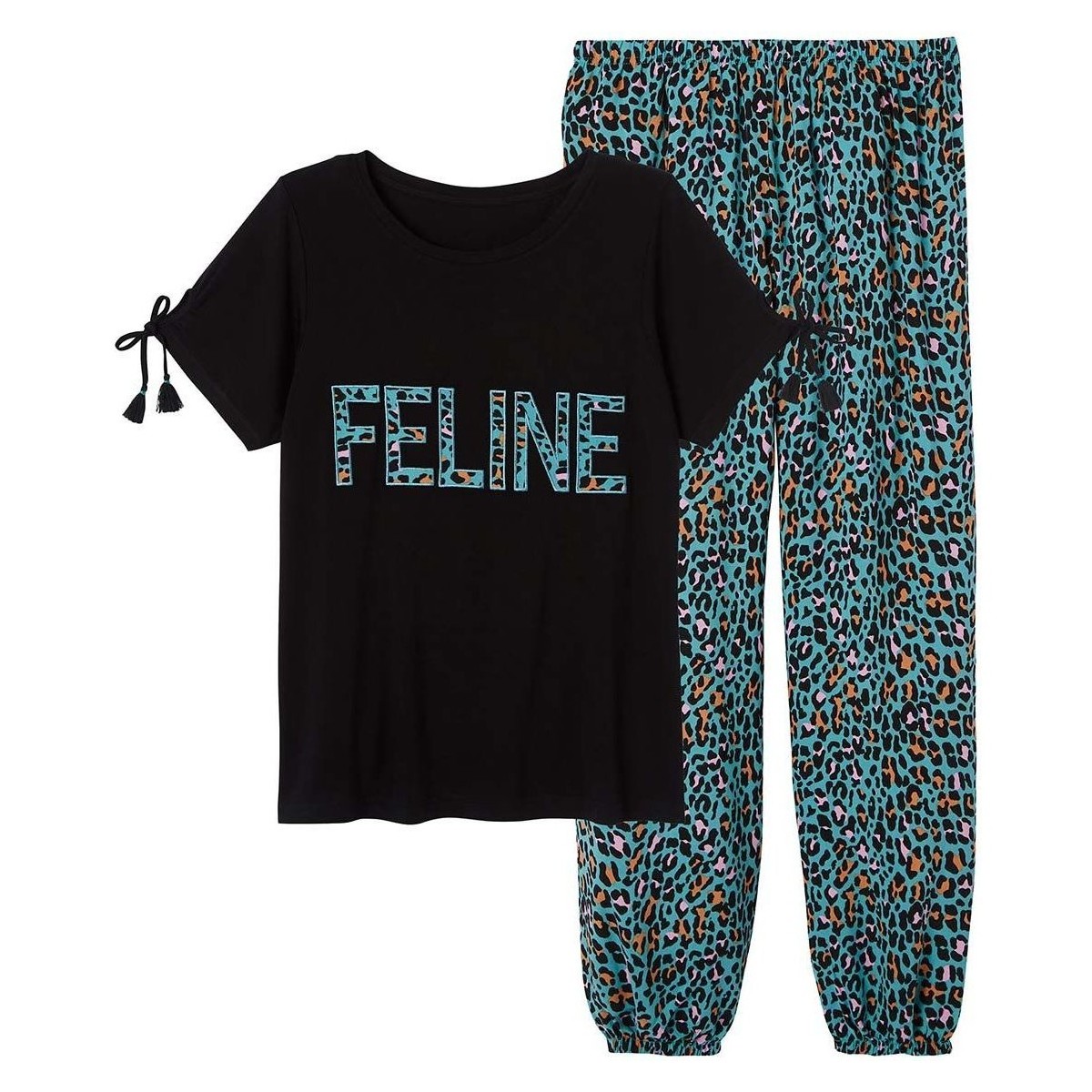 Vêtements Femme Pyjamas / Chemises de nuit Pomm'poire Pyjama Féline Bleu