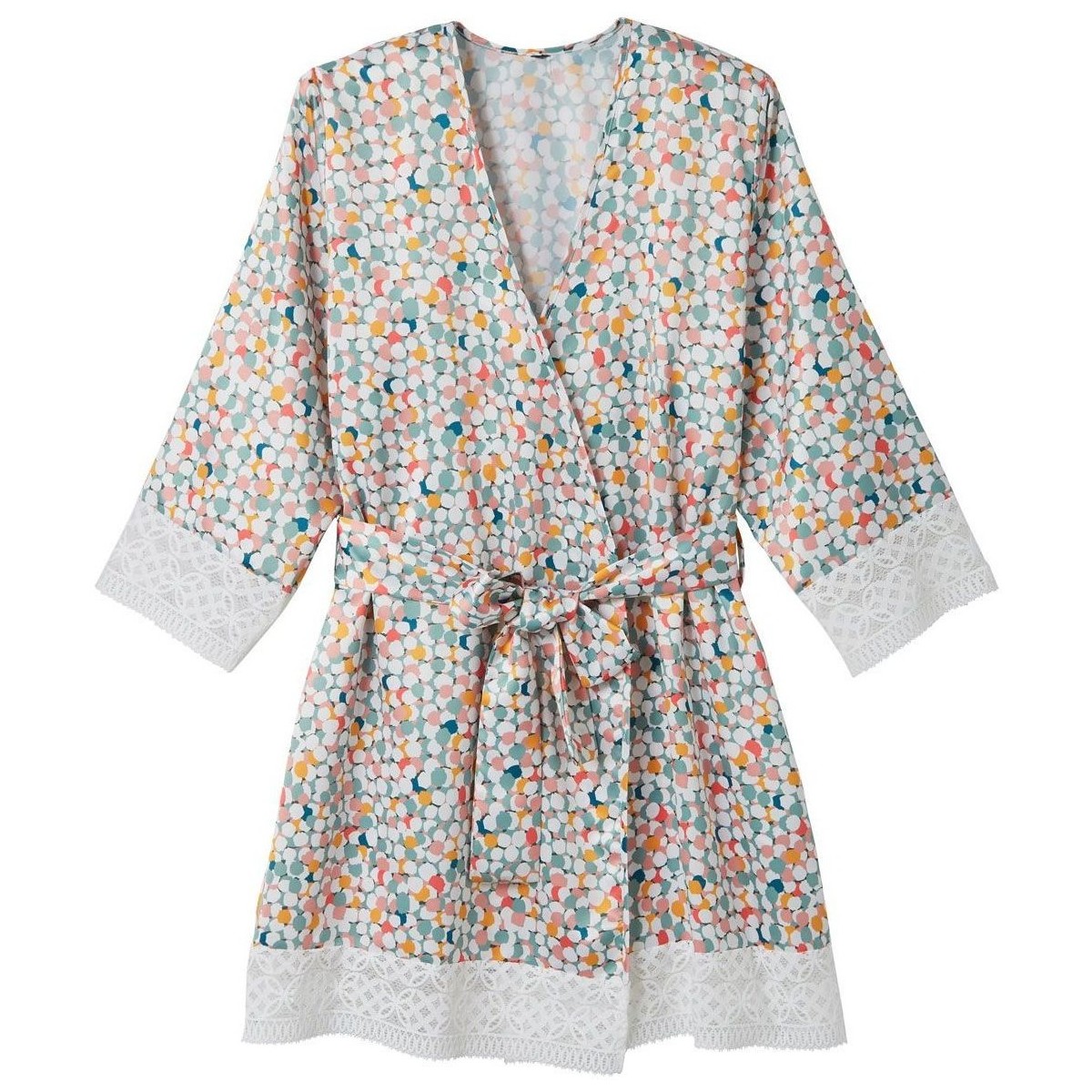 Vêtements Femme Pyjamas / Chemises de nuit Pomm'poire Kimono imprimé Meringue Blanc