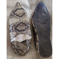 Chaussures Femme Mocassins Sans marque babouches cuir façon serpent 42 Beige