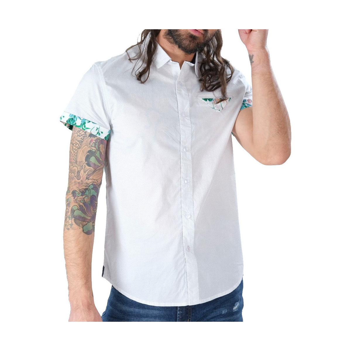 Vêtements Homme Chemises manches courtes Deeluxe 02T414M Blanc