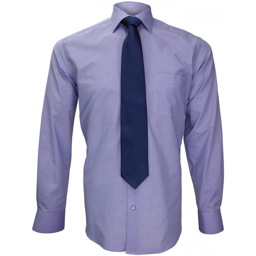 Vêtements Homme Chemises manches longues Emporio Balzani chemise premium classique- fil a fil bleu Violet
