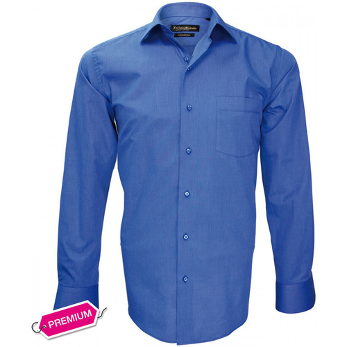 Vêtements Homme Chemises manches longues Emporio Balzani chemise premium classique- fil a fil bleu Bleu
