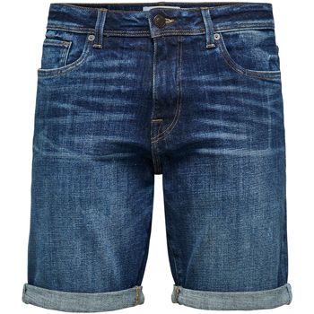 Vêtements Homme Elastic Shorts / Bermudas Selected Short en coton délavé Indigo
