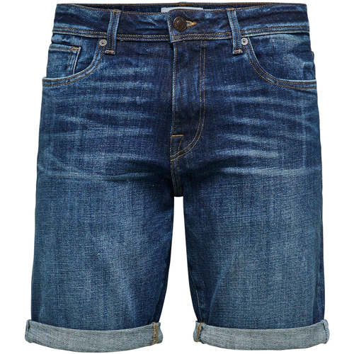 Vêtements Homme Shorts / Bermudas Selected Short en coton délavé Bleu