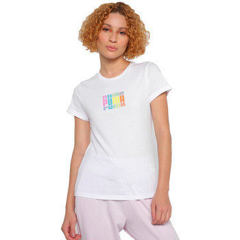 Vêtements Femme T-shirts manches courtes Puma TEE-SHIRT  MULTI GRAF -  WHITE - XL Multicolore