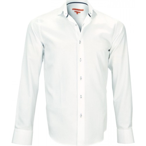 Vêtements Homme Chemises manches longues Chemise Oxford Derby Vert chemise tissu armuree italian blanc Blanc