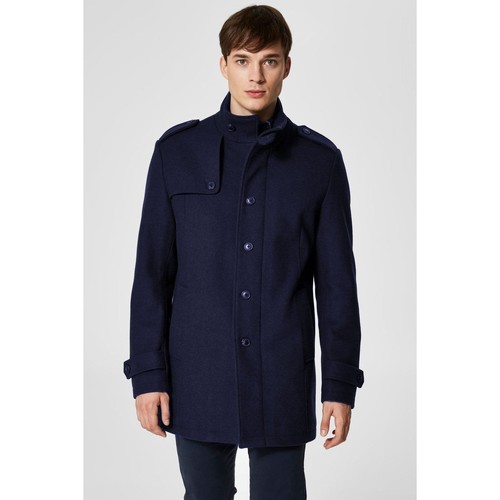 Vêtements Homme Manteaux Selected Manteau en laine boutonné Bleu H Bleu