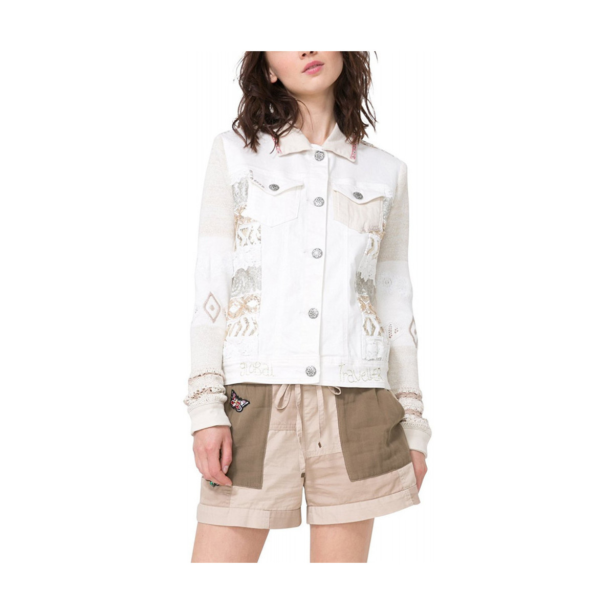 Vêtements Femme Blousons Desigual Vest en Jean Cephei Blanc 74E2WD1 (sp) Blanc