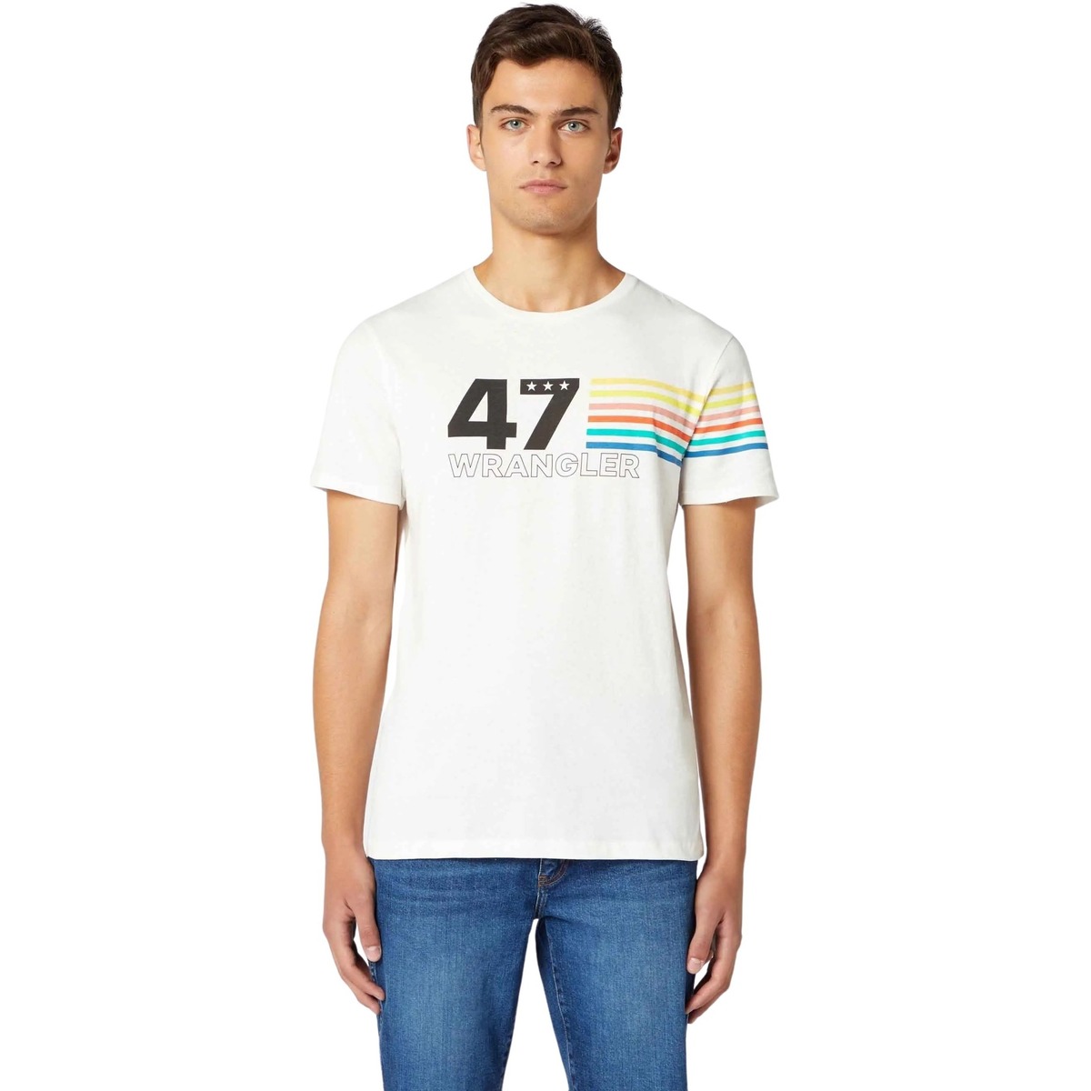 Vêtements Homme T-shirts manches courtes Wrangler T-shirt  Rainbow Blanc