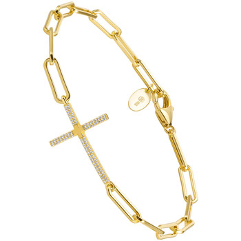 bracelets orusbijoux  bracelet chaine argent croix doré serti de pierre blanche 