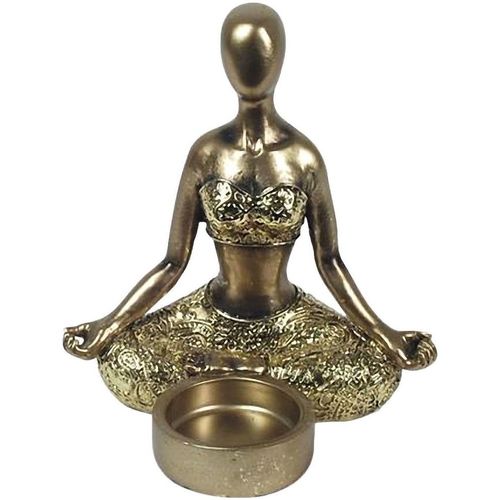 Maison & Déco Vases / caches pots dintérieur Signes Grimalt Porte-bougie statuette yoga méditation Doré