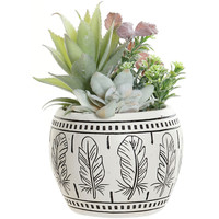 Douceur d intérieur Vases / caches pots d'intérieur Item International Cache-pot garni boho en résine Blanc