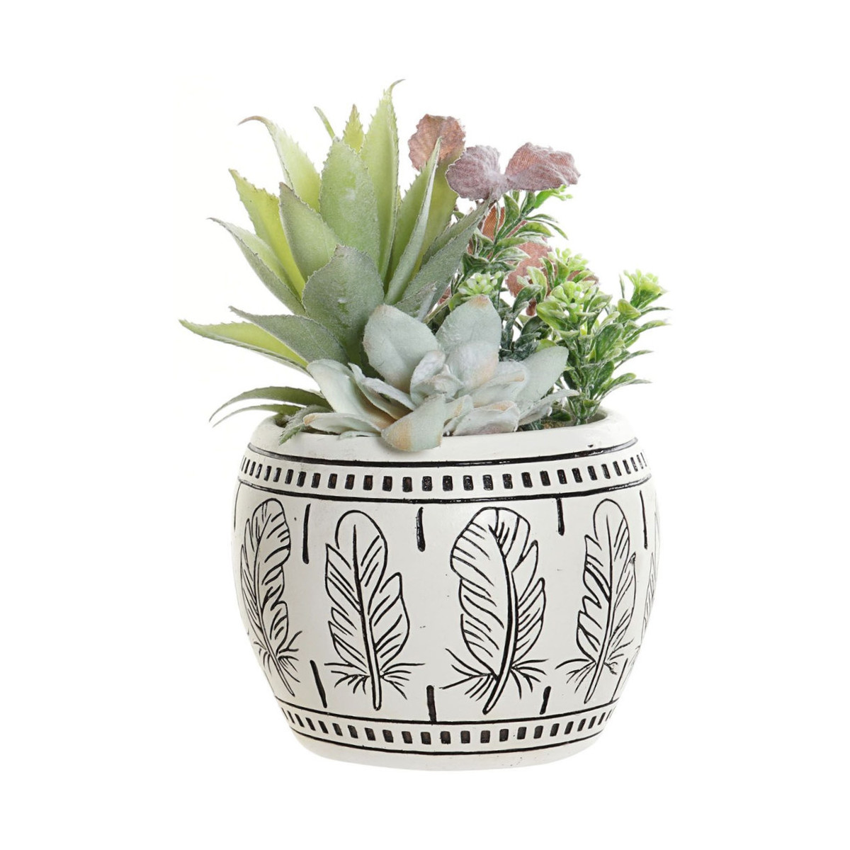 Maison & Déco Vases / caches pots d'intérieur Item International Cache-pot garni boho en résine Blanc