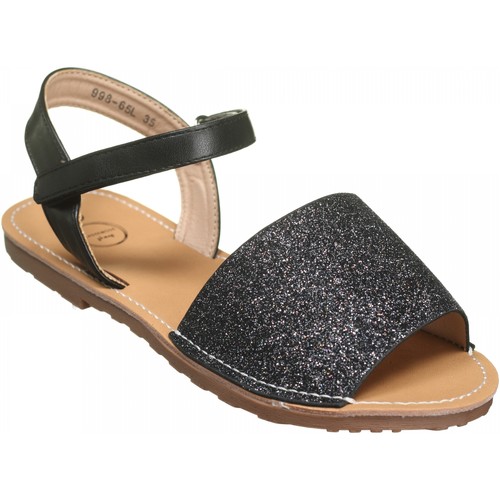 Chaussures Fille Malles / coffres de rangements Leader Mode Sandale Fille à paillettes Noir