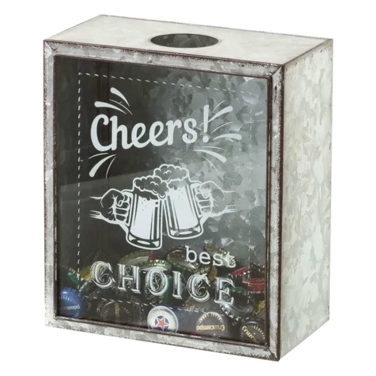 Maison & Déco Paniers / boites et corbeilles Unimasa Collecteur de capsules de Bière rétro Gris