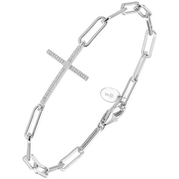 bracelets orusbijoux  bracelet chaine argent croix serti de pierre blanche 